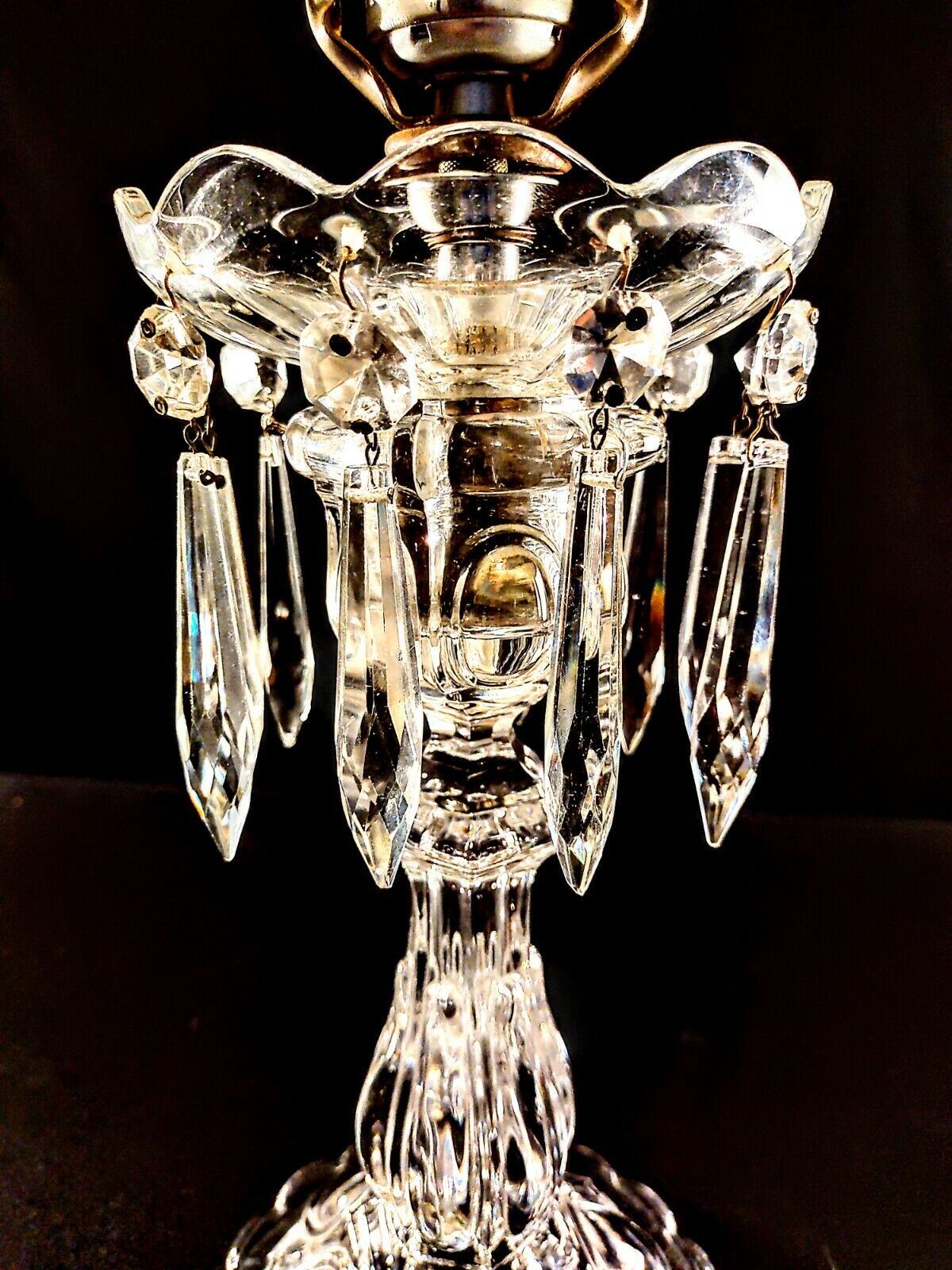 Baccarat Medallion Pattern Solid Crystal Table Lamp With Maker's Mark