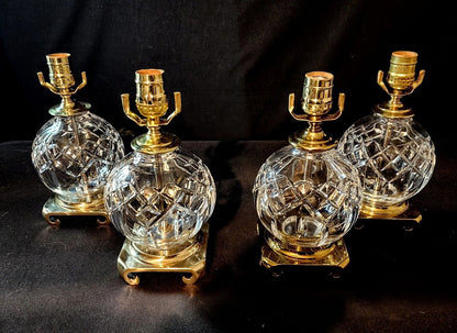 Waterford Lismore Set of Four (4) Globe Style Fine Cut Crystal Lamps