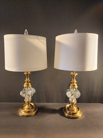 Baccarat Crystal Lamps Set of 2 Handblown Crystal & Brass - Mint Condition!