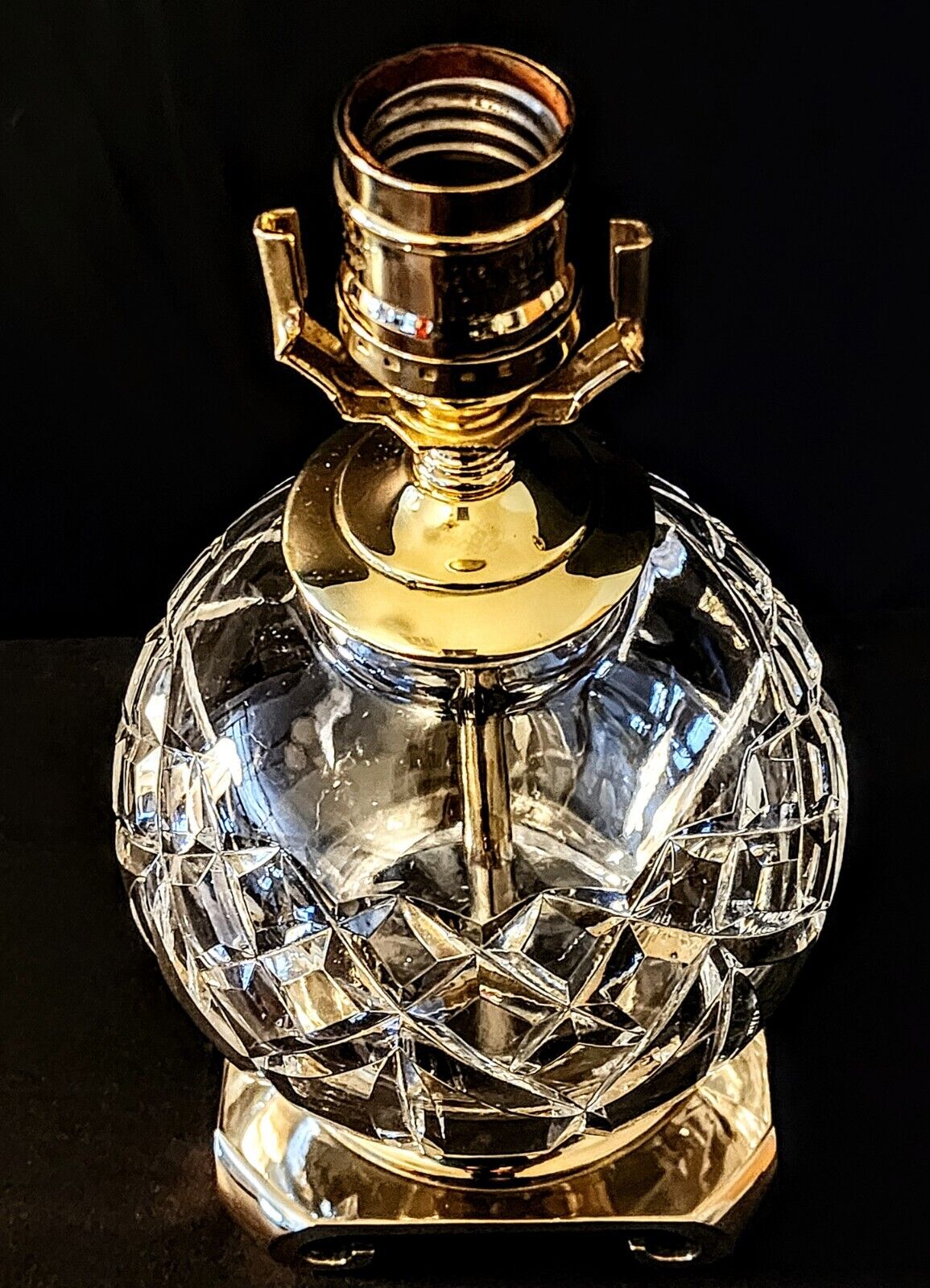 Waterford Lismore Fine Cut Crystal Table Lamp with Solid Brass Footed Base-Mint!