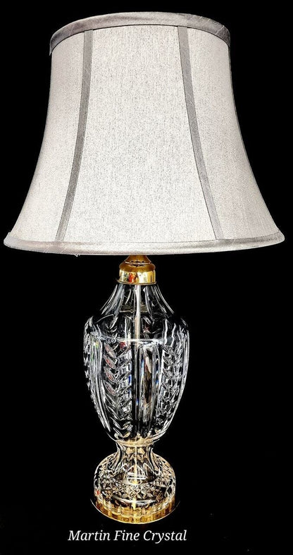 Waterford Large Sized Pedal Pattern Fine Hand Cut Solid Crystal Table Lamp-Mint!