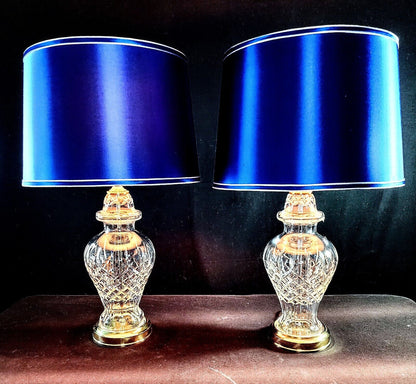 Waterford Araglin Pair of Fine Cut Irish Crystal Urn Style Table Lamps - MINT!!!