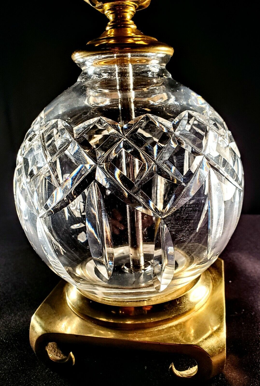 Waterford Lismore Fine Cut Crystal Table Lamp with Solid Brass Footed Base-Mint!