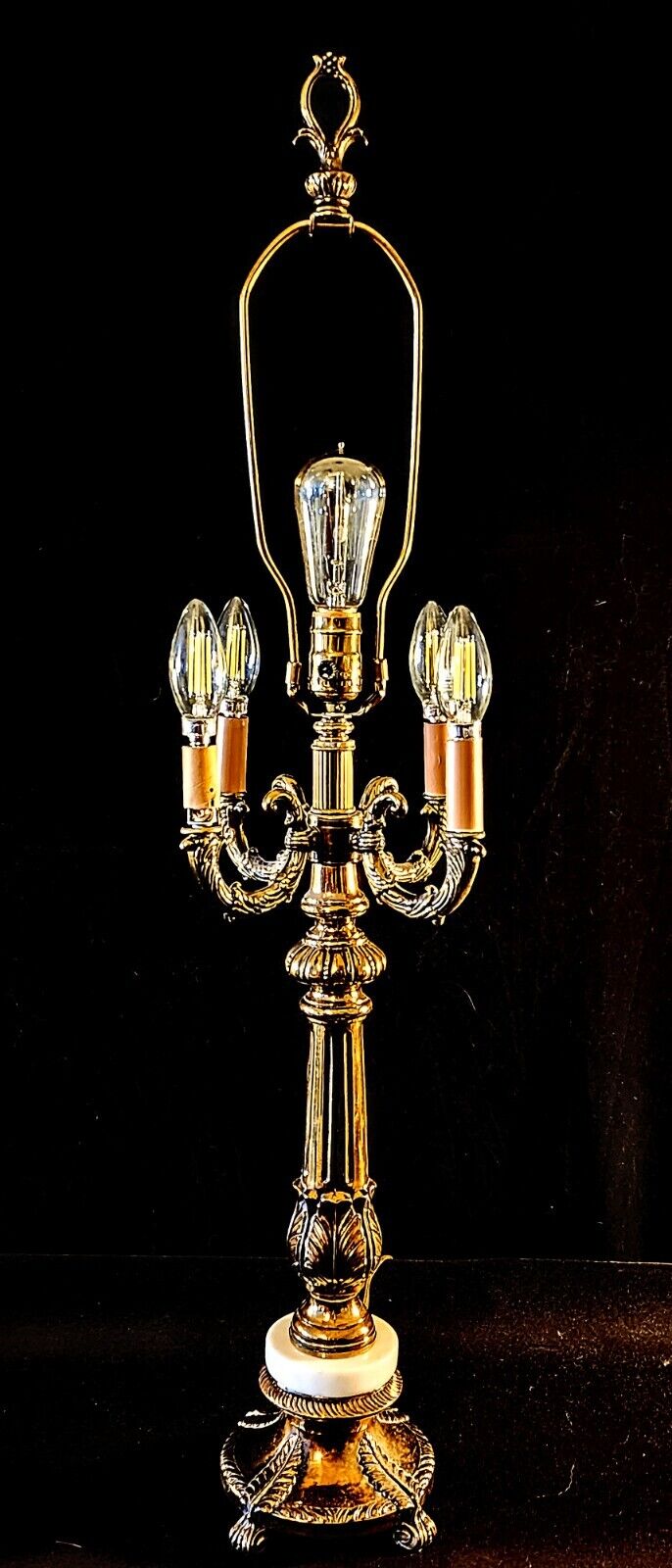 Hollywood Regency Fredrick Cooper Chicago Four Arm Antique Bronze Lamp