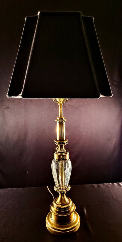 Stiffel Fine Brass Lamp with Fine Cut Crystal  Center - Mint Condition