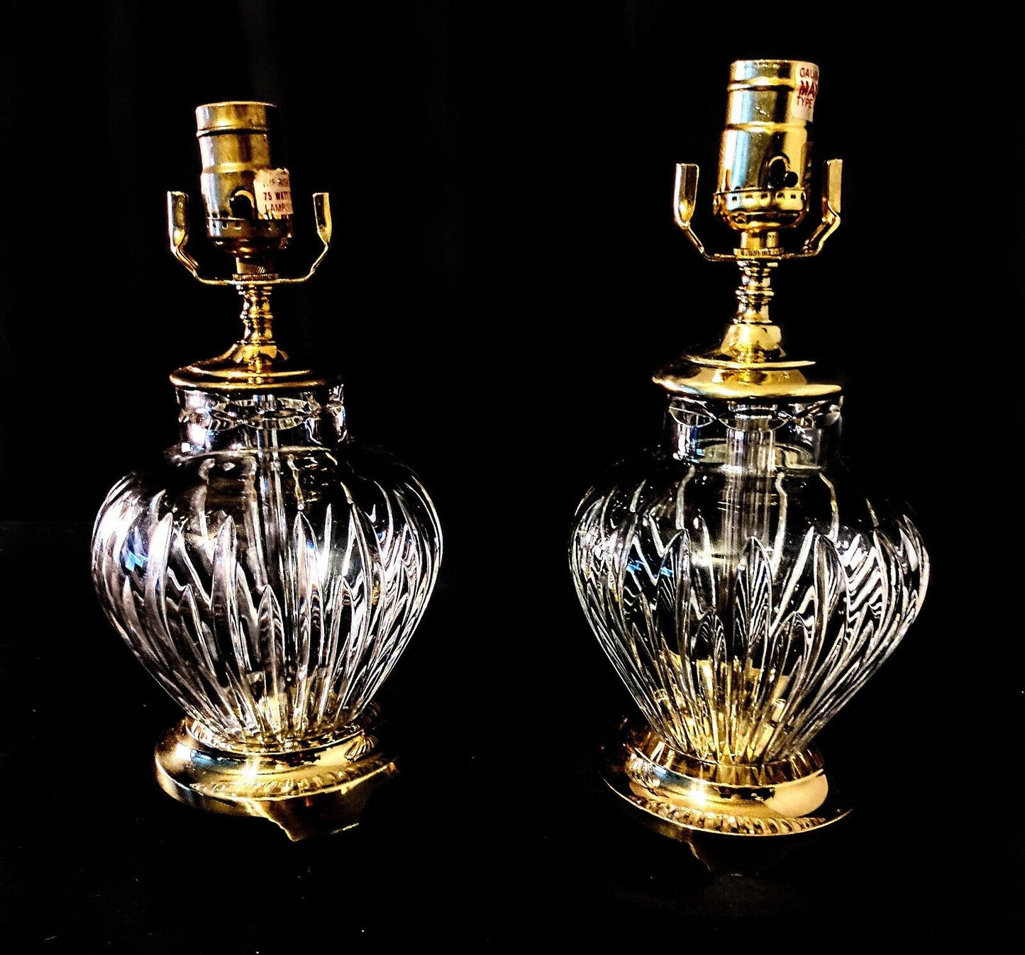 Set of Two Waterford Carina Fine Cut Crystal Lamps - Absolutely Flawless