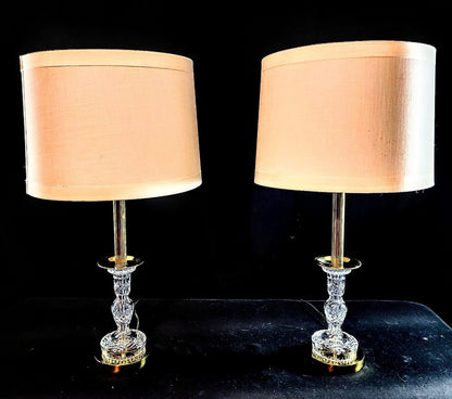 Waterford Lismore Fine Cut Crystal Buffet Lamps - New Old Stock - Flawless