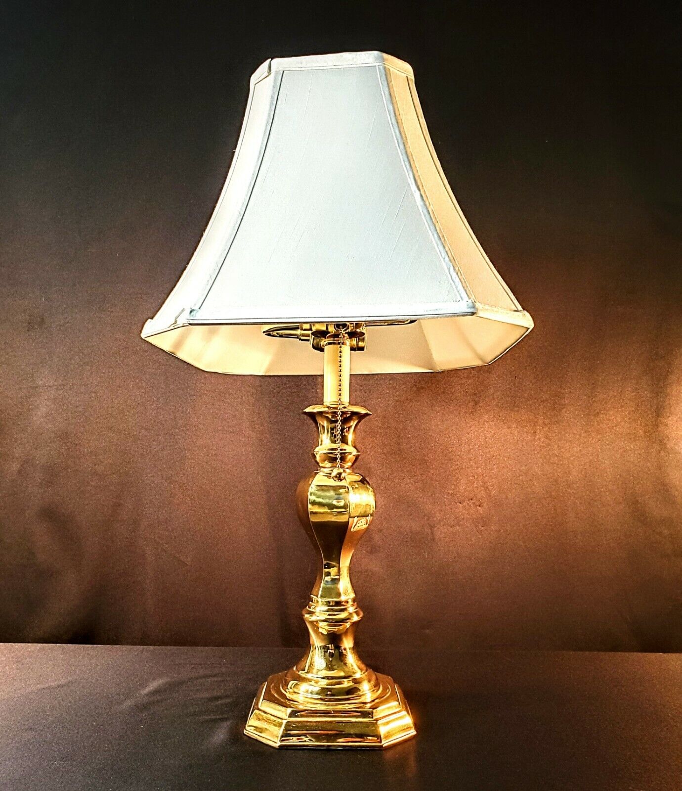 Stiffel Double Socket Three Position Solid Brass Desk Table Lamp - 26" Tall!