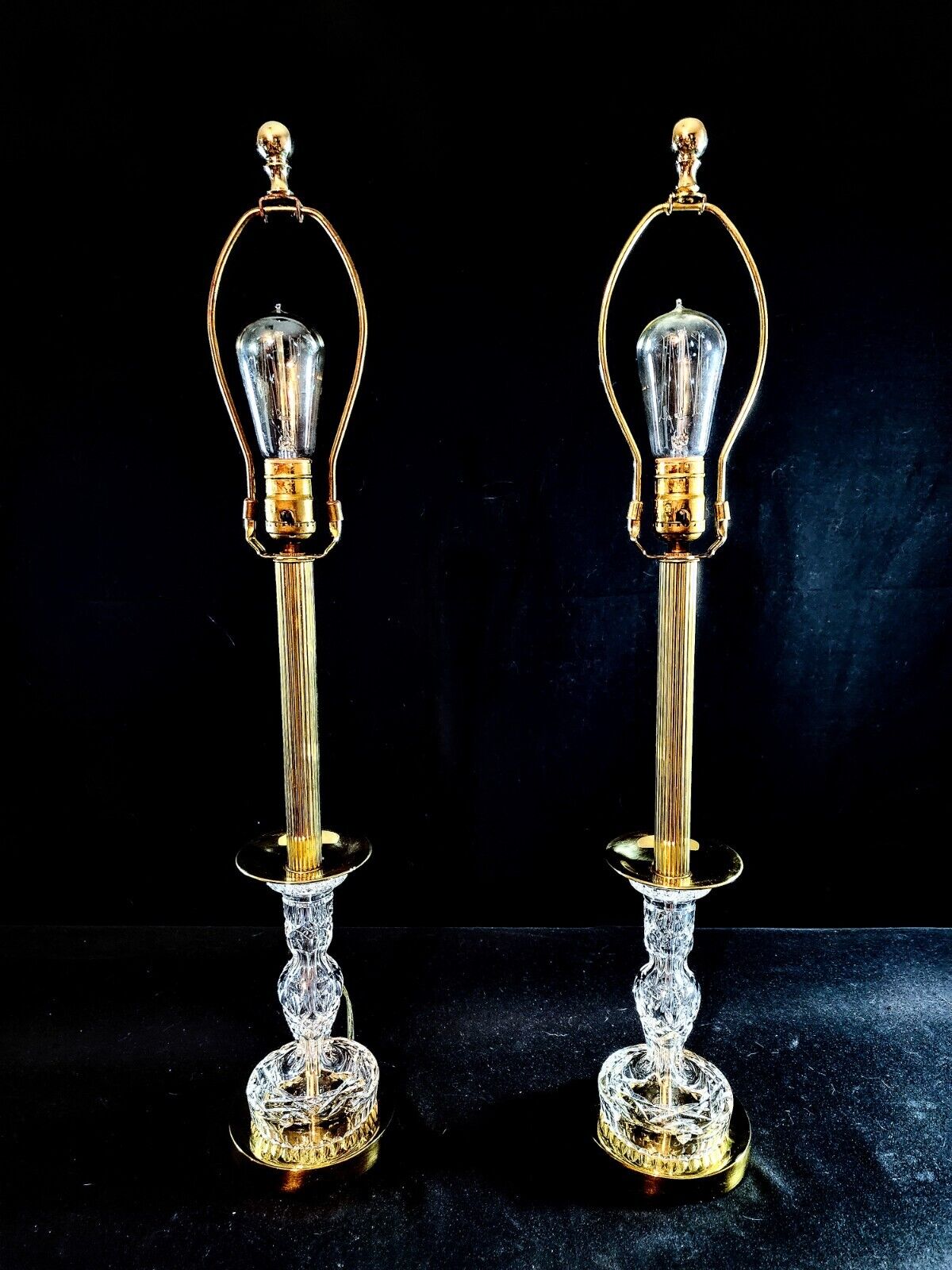 Waterford Lismore Fine Cut Crystal Buffet Lamps - New Old Stock - Flawless