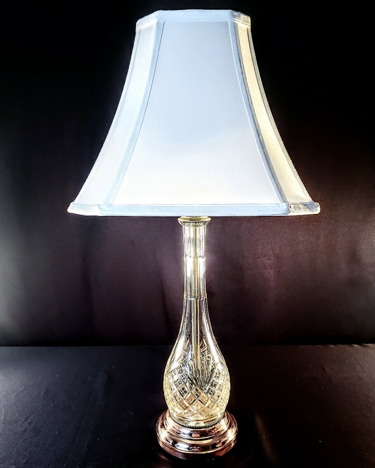 Antique Fine Cut Crystal Lamp with Solid Copper Base - Completely Restored!