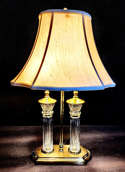 Waterford Bouillotte-style Parkmore Pattern Fine Cut Crystal Desk Lamps - MINT!