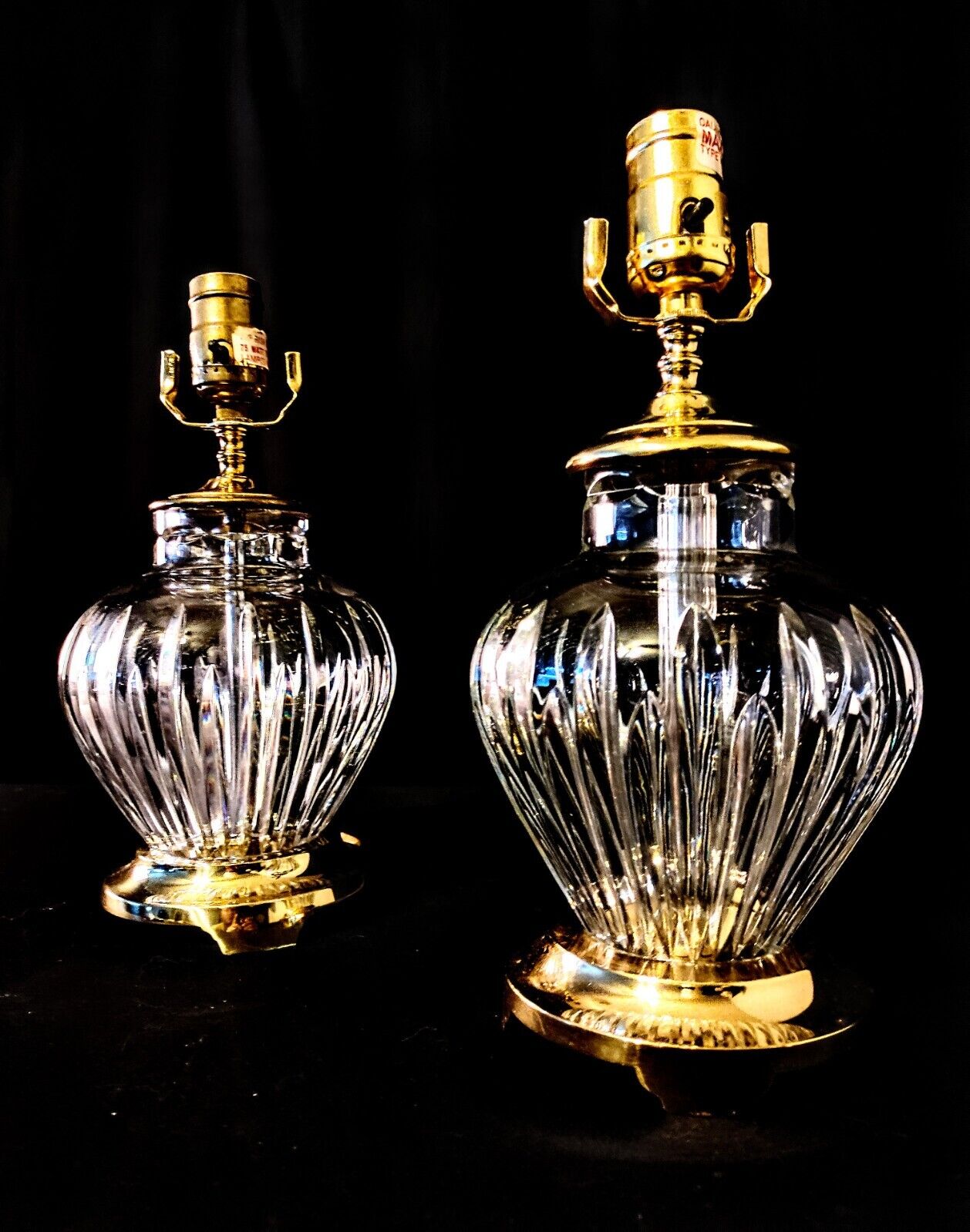 Set of Two Waterford Carina Fine Cut Crystal Lamps - Absolutely Flawless