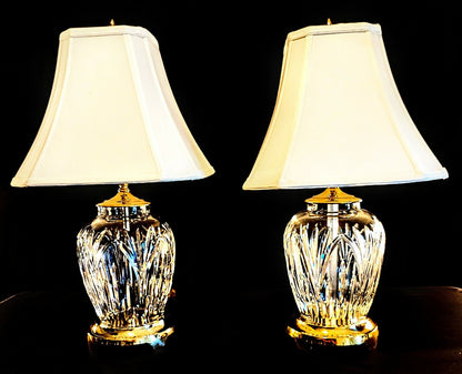 Set of Two Waterford Ballylee Fine Cut  Crystal Table Lamp - Mint Condition!