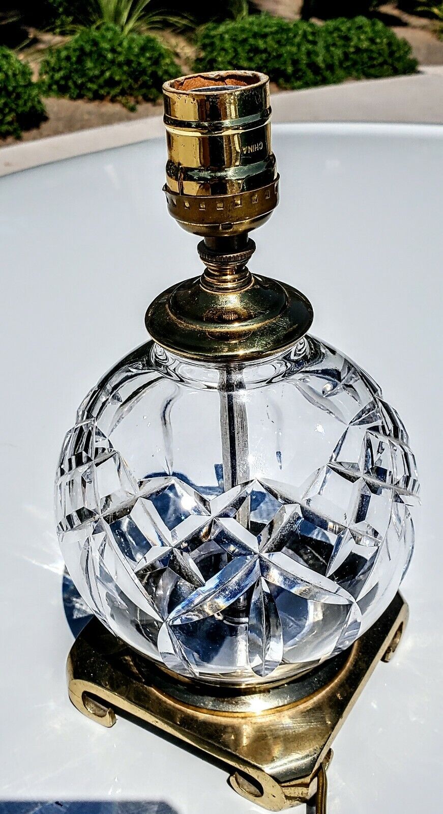 Waterford Lismore Fine Cut Crystal Table Lamp with Solid Brass Footed Base-Mint!