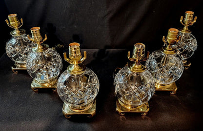 Waterford Lismore Set of Six (6) Globe Style Fine Cut Crystal Lamps