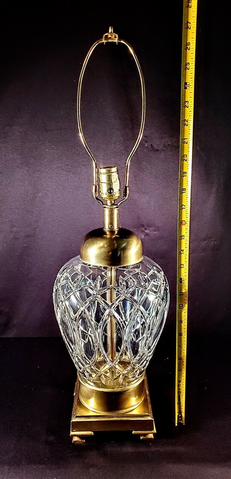 Genuine Frederick Cooper Chicago Fine Cut Crystal Lamp and Brass Base - 29” TALL