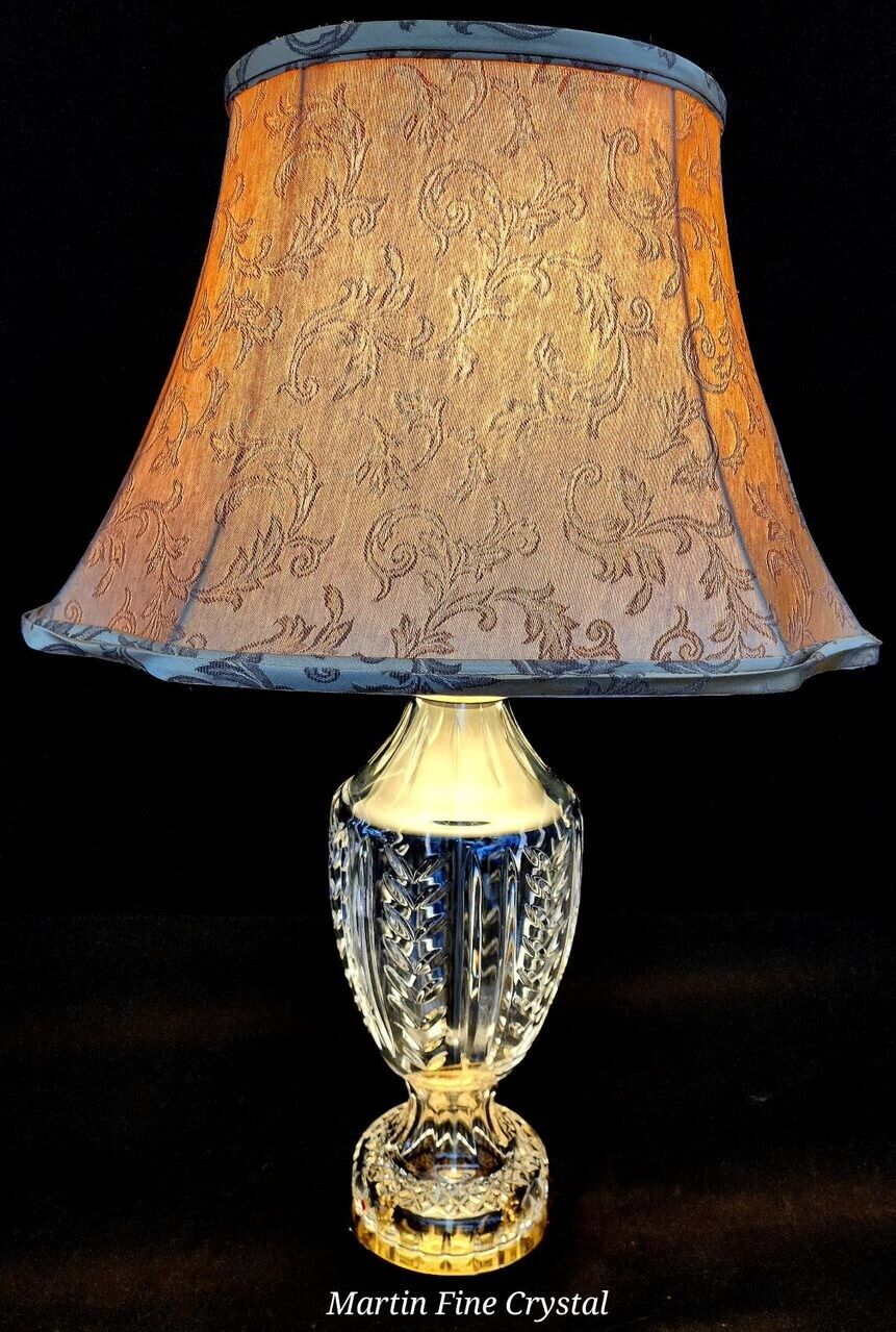 Waterford Large Sized Pedal Pattern Fine Hand Cut Solid Crystal Table Lamp-Mint!