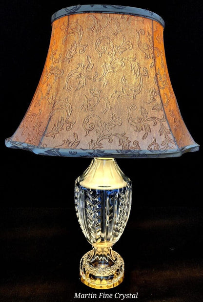 Waterford Large Sized Pedal Pattern Fine Hand Cut Solid Crystal Table Lamp-Mint!