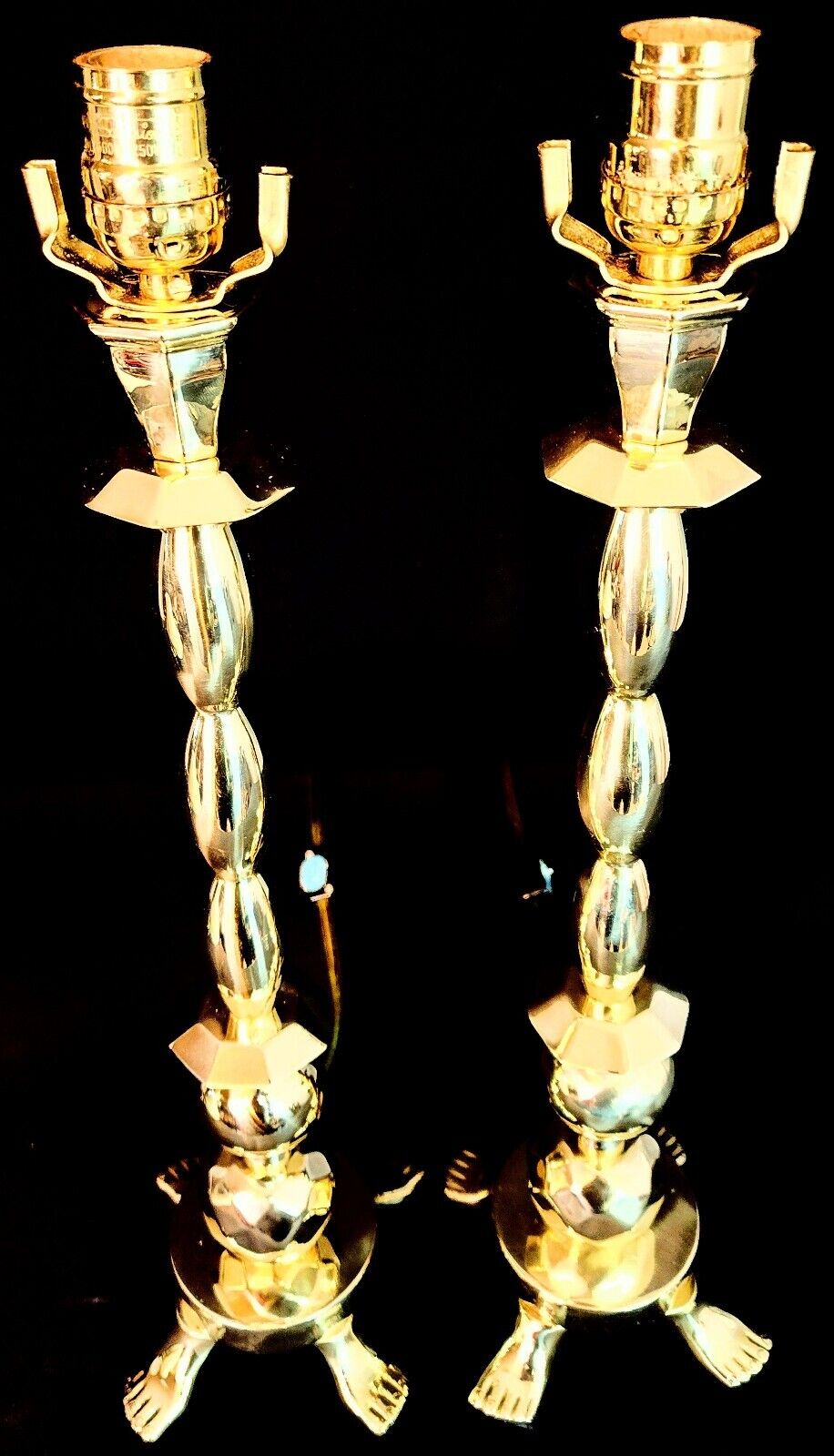 Waterford Solid Brass Footed Table Lamps Set of 2 - #7350 - Mint Condition