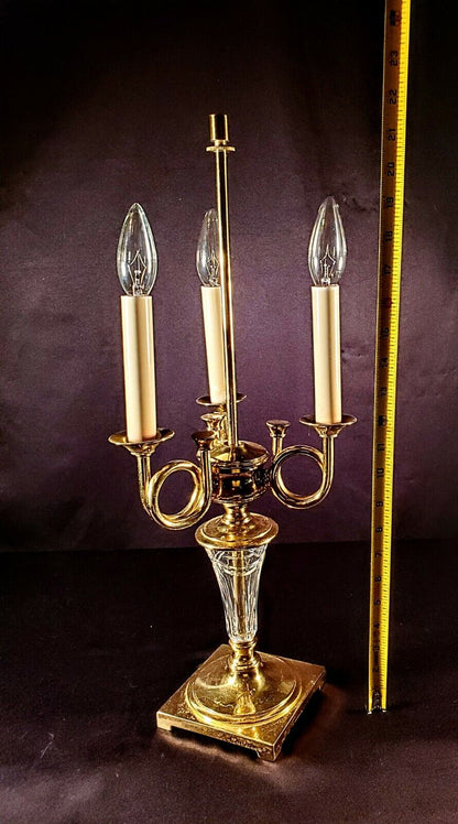 Waterford Overture-style Fine Cut Crystal & Brass Table Lamp - MINT CONDITION