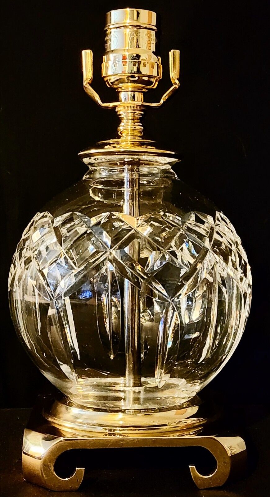 Waterford Lismore Fine Cut Crystal Table Lamp with Solid Brass Footed Base-Mint!