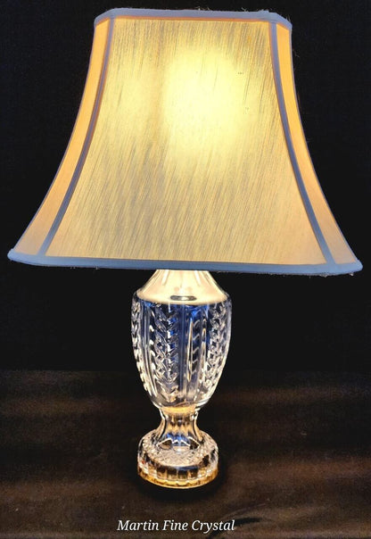 Waterford Large Sized Pedal Pattern Fine Hand Cut Solid Crystal Table Lamp-Mint!