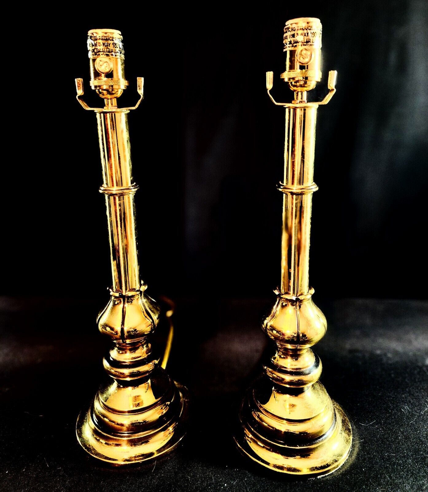 Matching Pair of 2 Stiffel Solid Brass Lamps - Tulip Representations