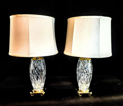 Pair of Waterword Medium Sized Crystal Lamps - Brand New & NWT Custom  Shades!