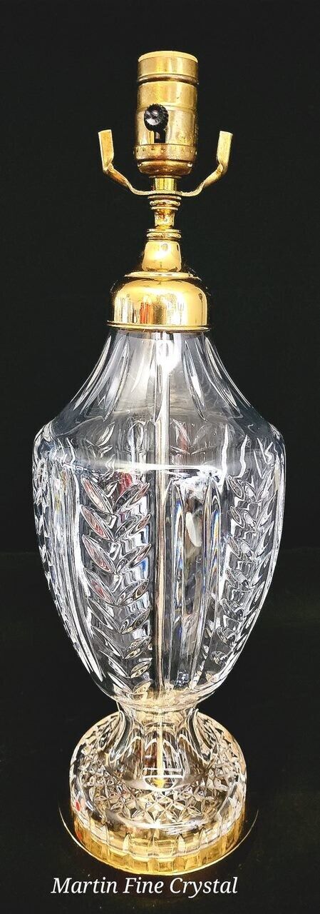 Waterford Large Sized Pedal Pattern Fine Hand Cut Solid Crystal Table Lamp-Mint!