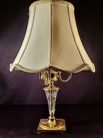 Waterford Overture-style Fine Cut Crystal & Brass Table Lamp - MINT CONDITION