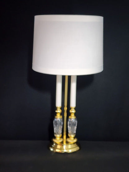 Waterford Bouillotte-style Lismore Pattern Fine Cut Crystal Table Lamp - MINT!