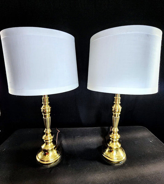 Stiffel Pair of Fine Brass Lamps - Decorative Design - 6.357 Lbs Each-BRAND NEW!