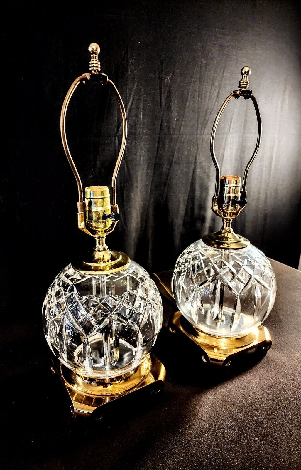 Waterford Lismore Set of Six (6) Globe Style Fine Cut Crystal Lamps