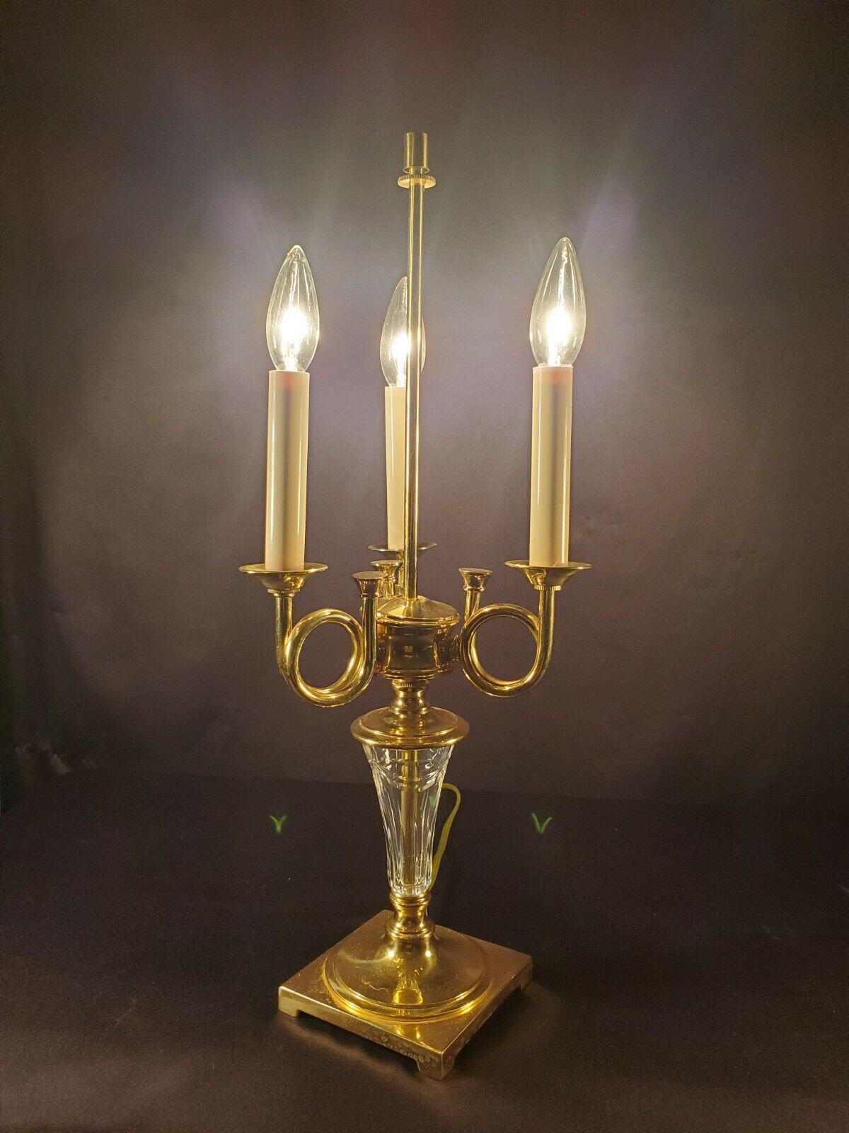 Waterford Overture-style Fine Cut Crystal & Brass Table Lamp - MINT CONDITION