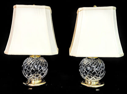 Waterford Wedgewood Set of 2 Globe Style Fine Cut Crystal Lamps - Gorgeous Cuts!