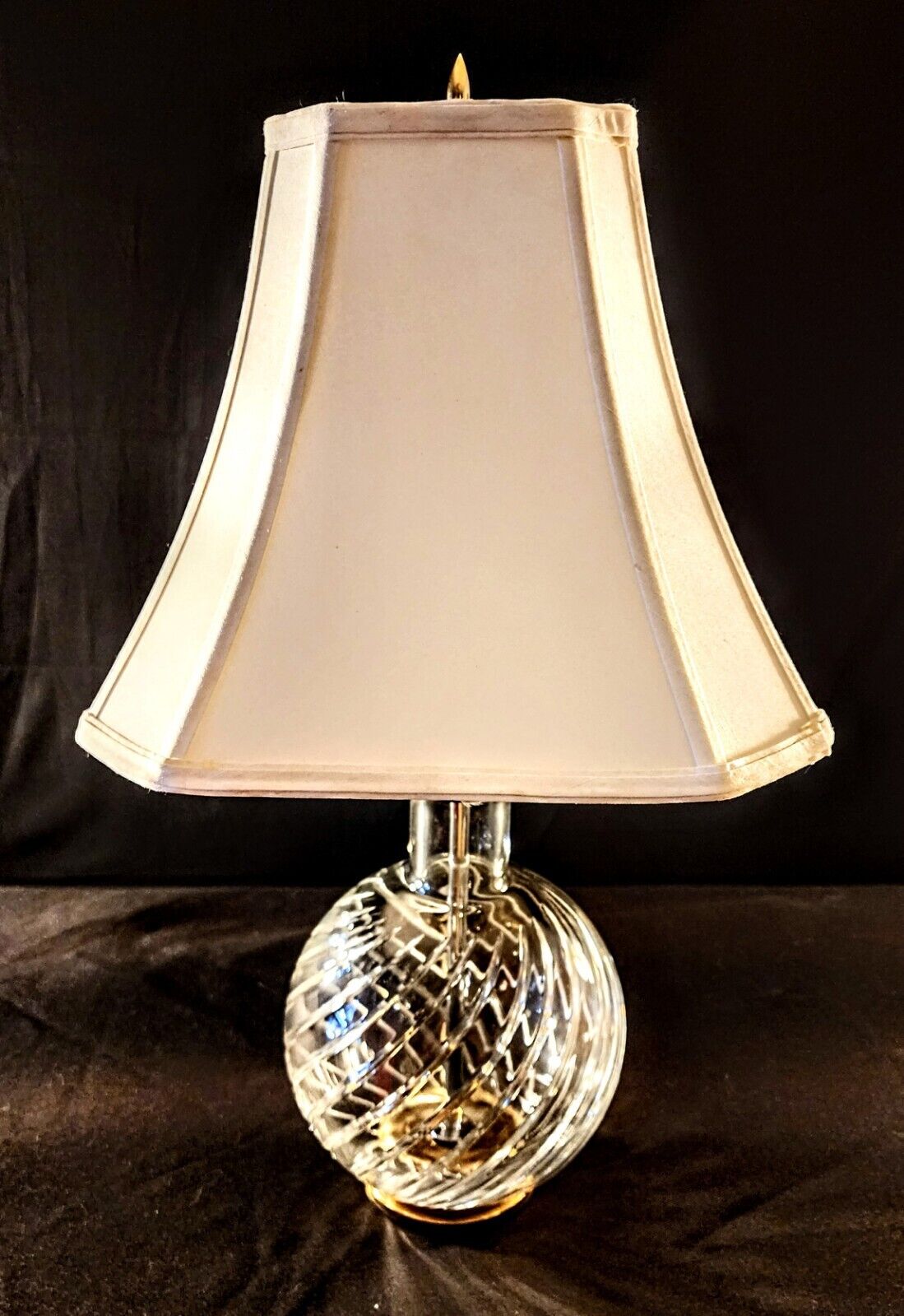 Baccarat Cyclades Pattern Fine Cut Spiral Crystal Lamp - Brand New Set of 2