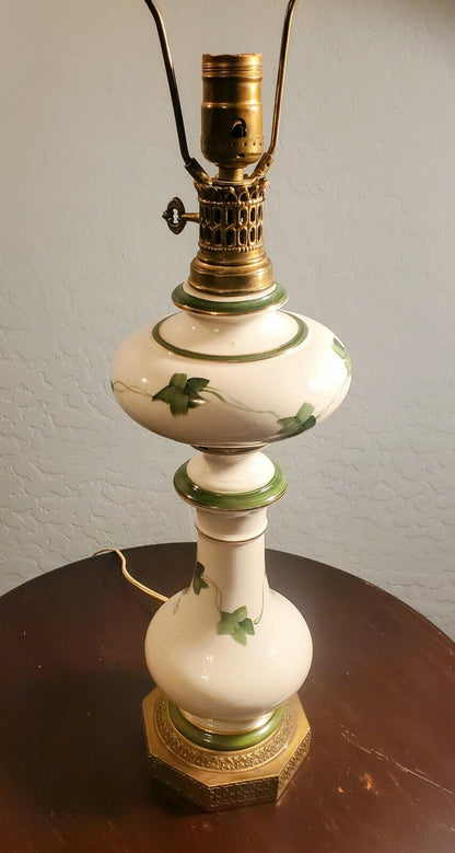 Walter Von Nessen Signed Vintage Glazed Ceramic Hand Painted Table Lamp - Mint!!