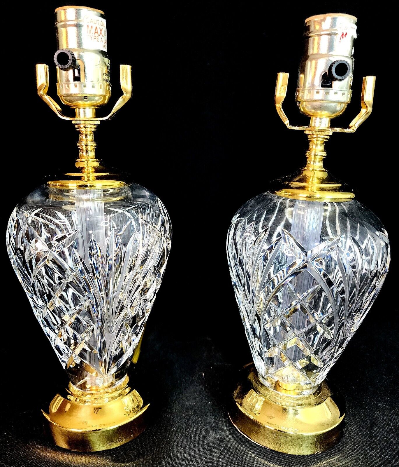 Waterford Fine Crystal Lams - Set of Two (2) - Marlow Pattern - Flawless!