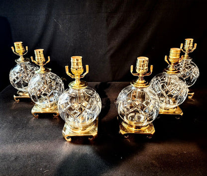 Waterford Lismore Set of Six (6) Globe Style Fine Cut Crystal Lamps