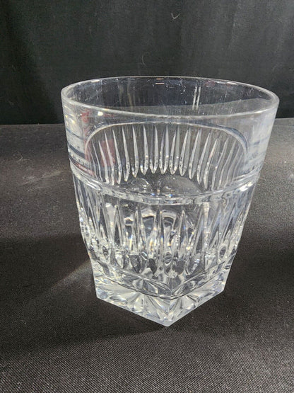 CHRISTOFLE FRANCE HALF CIRCLES AND VERTICAL CUTS CRYSTAL OLD FASHIONED GLASS