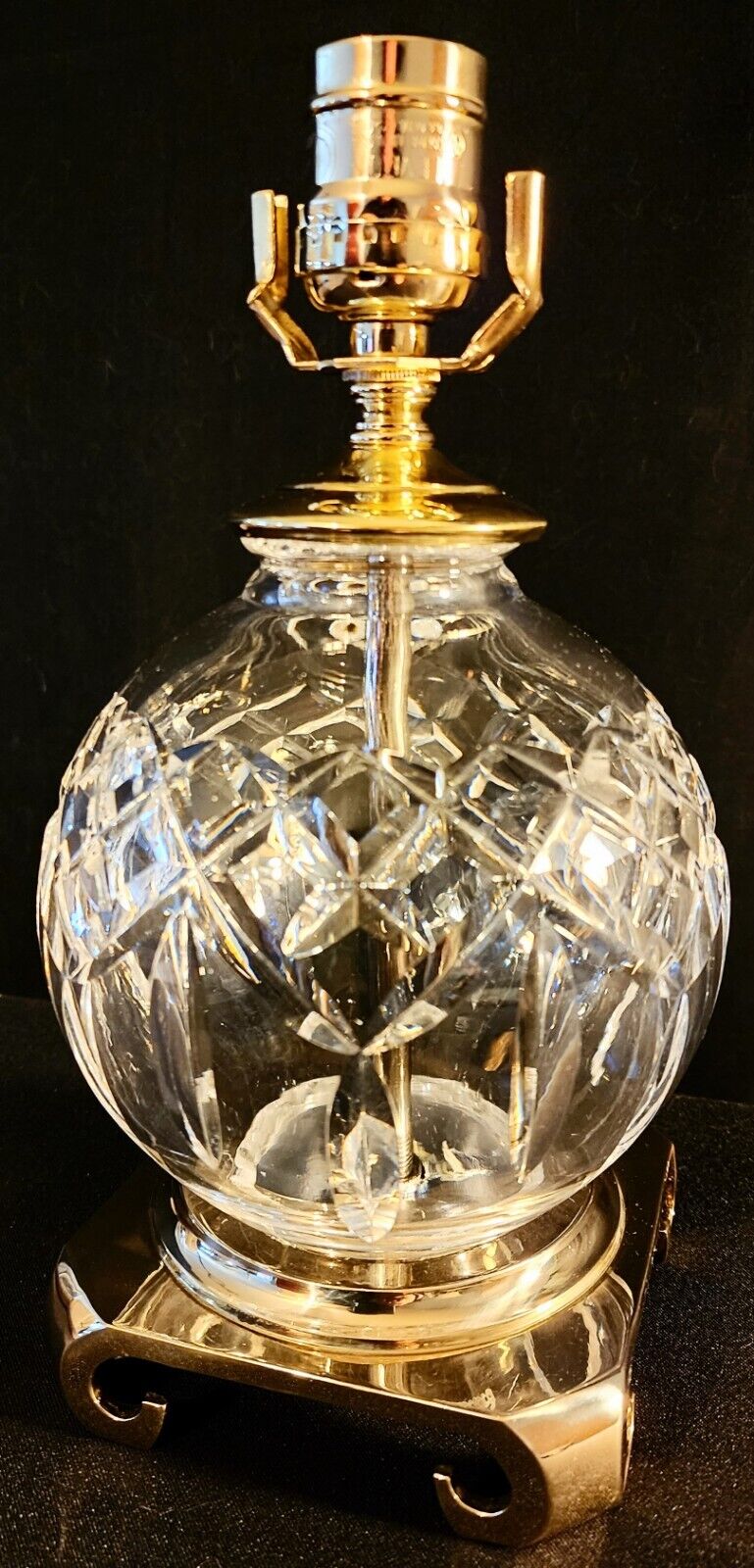 Waterford Lismore Fine Cut Crystal Table Lamp with Solid Brass Footed Base-Mint!