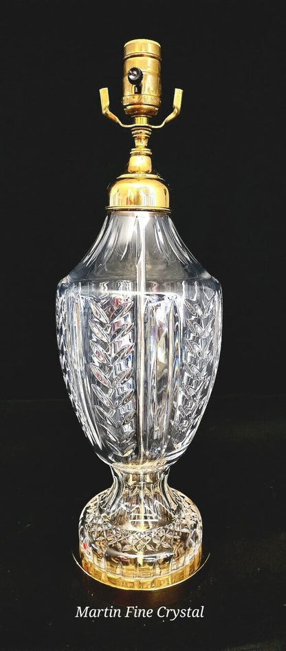 Waterford Large Sized Pedal Pattern Fine Hand Cut Solid Crystal Table Lamp-Mint!