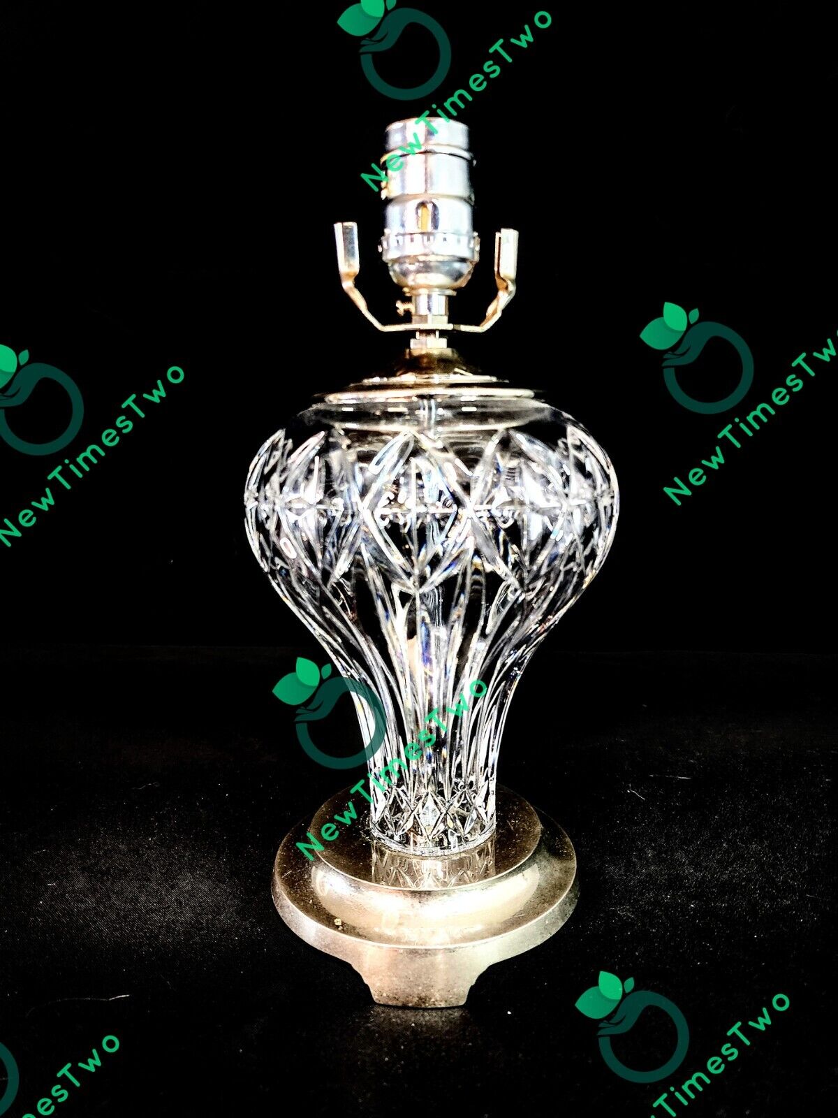 Waterford Medium Fine Cut Crystal Table Lamp With Original Shade And Final