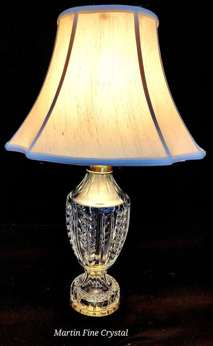 Waterford Large Sized Pedal Pattern Fine Hand Cut Solid Crystal Table Lamp-Mint!