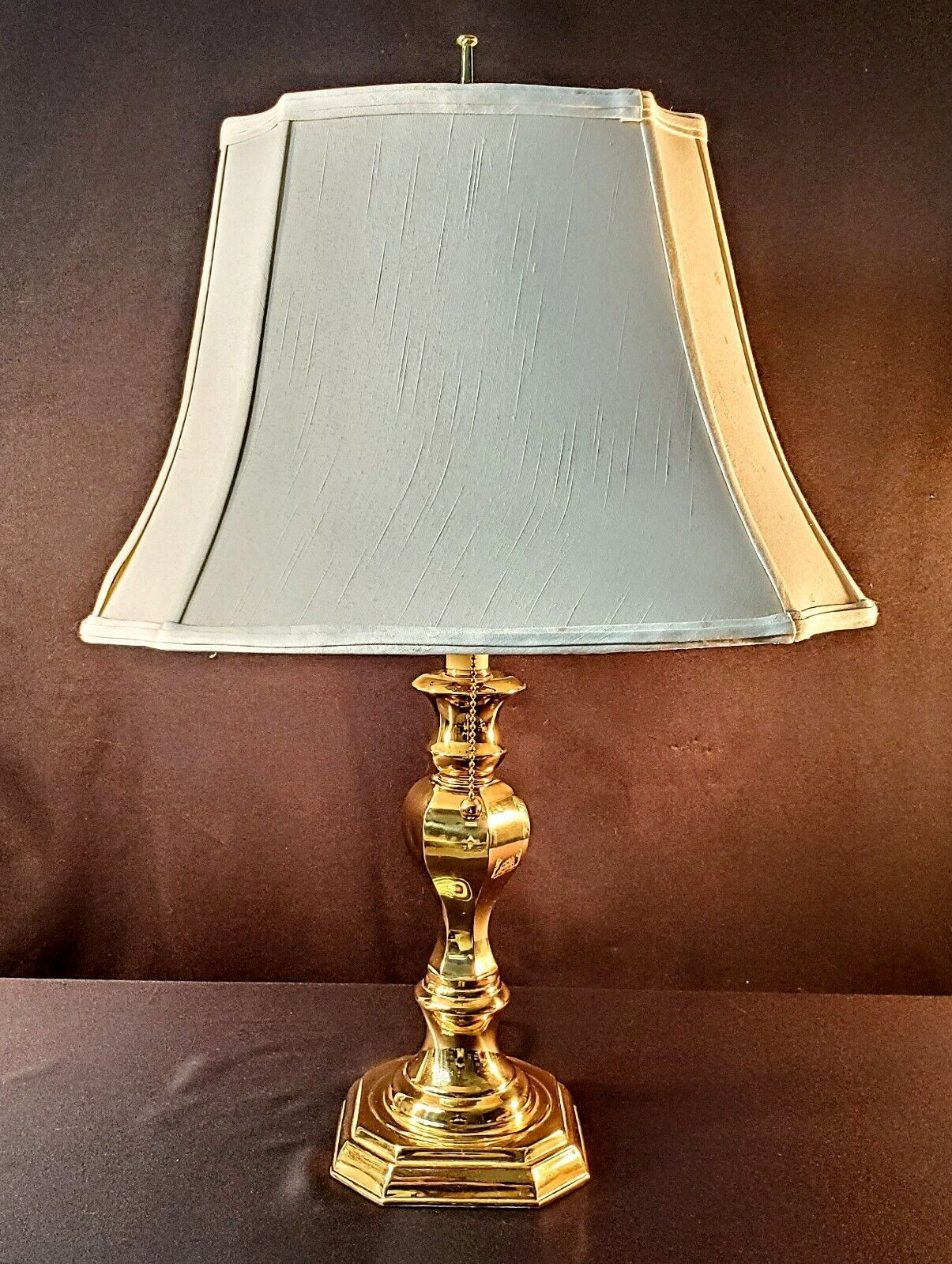 Stiffel Double Socket Three Position Solid Brass Desk Table Lamp - 26" Tall!