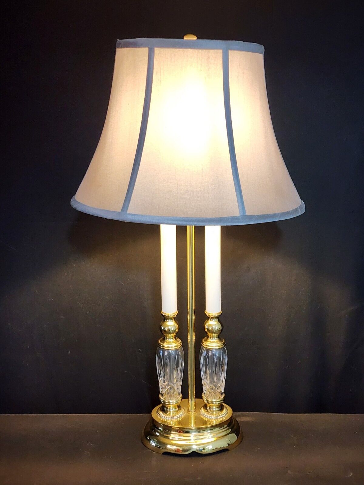 Waterford Bouillotte-style Lismore Pattern Fine Cut Crystal Table Lamp - MINT!