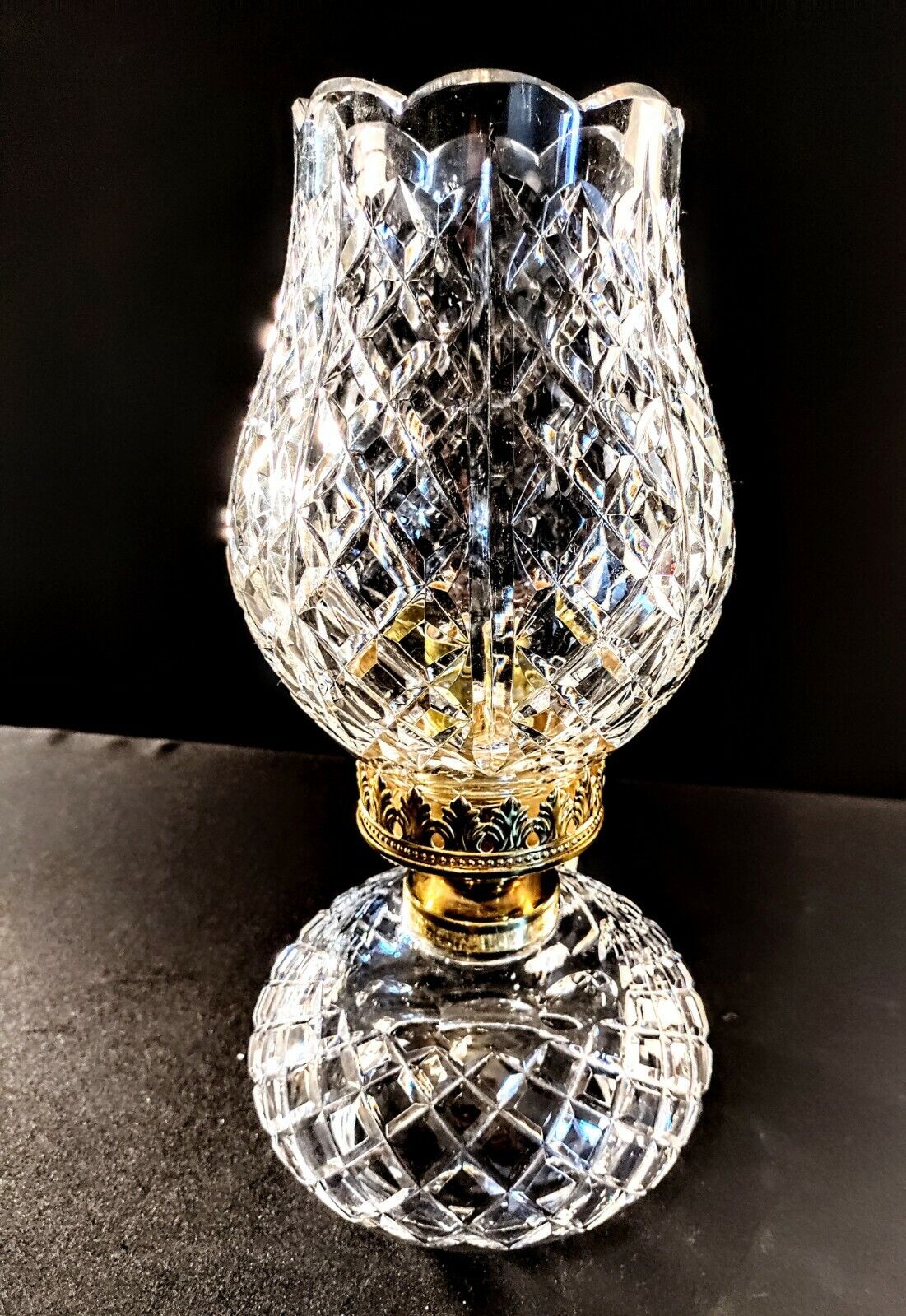 Waterford Oil Lamp-style Fine Cut Double Globe Crystal Table Lamp - Mint!