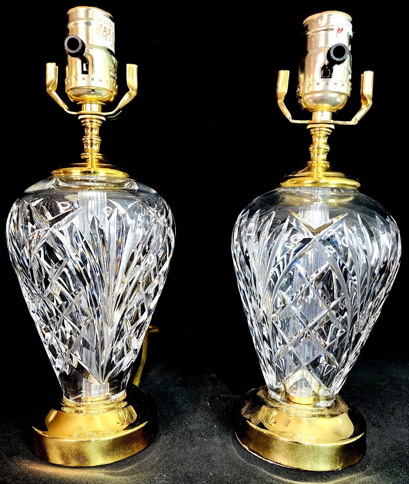 Waterford Fine Crystal Lams - Set of Two (2) - Marlow Pattern - Flawless!