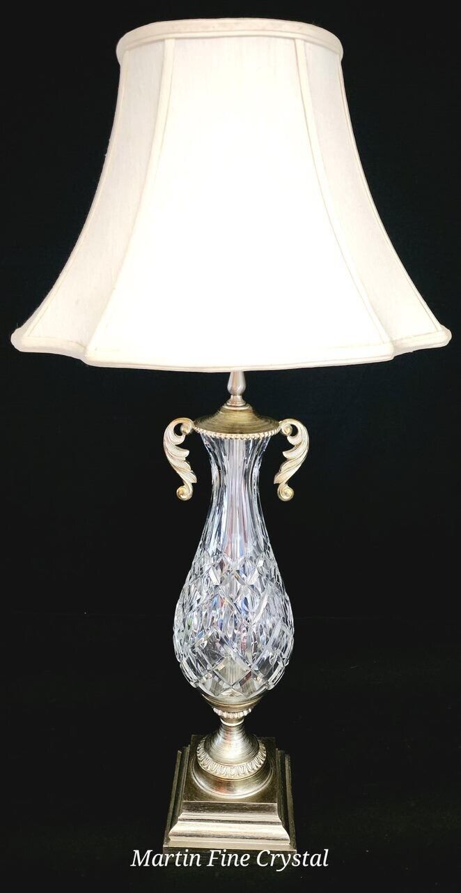 Waterford Westfield Fine Hand Cut Extra Large Crystal Lamp - Rare Silver Model!