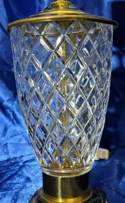 Vintage PAUL HANSON Mid-Century Fine Cut Crystal & Brass Table / Desk Lamp